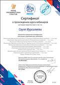 Сертификат о прохождении курса вебинаров Фонд Президентских Грантов